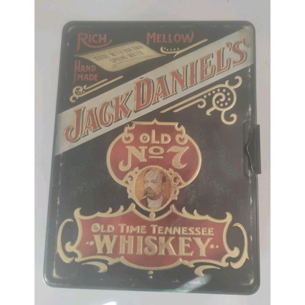 Jack Daniels Old No 7 Whiskey VNTG Tin Embossed Box Green Hudson Scott
